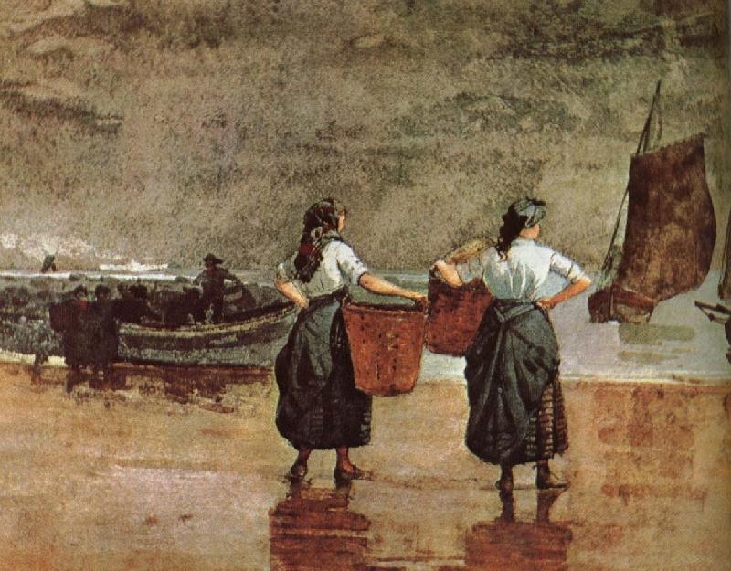 Winslow Homer Beach ee Fisherwoman ee Mother oil painting picture